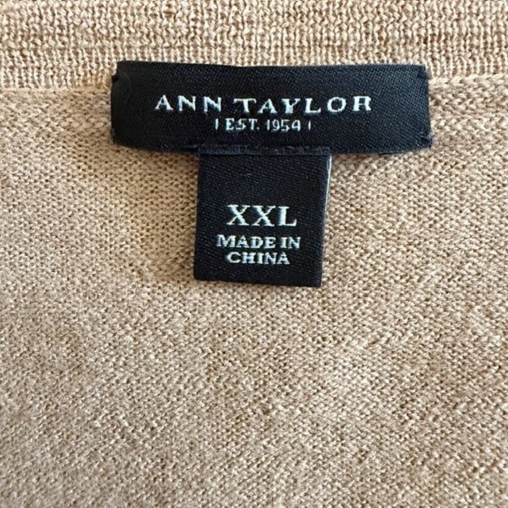ANN TAYLOR Merino Wool Camel Cardigan Sweater XXL
